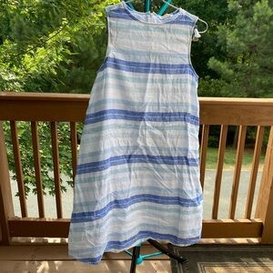 Beachlunchlounge blue linen striped dress size XS